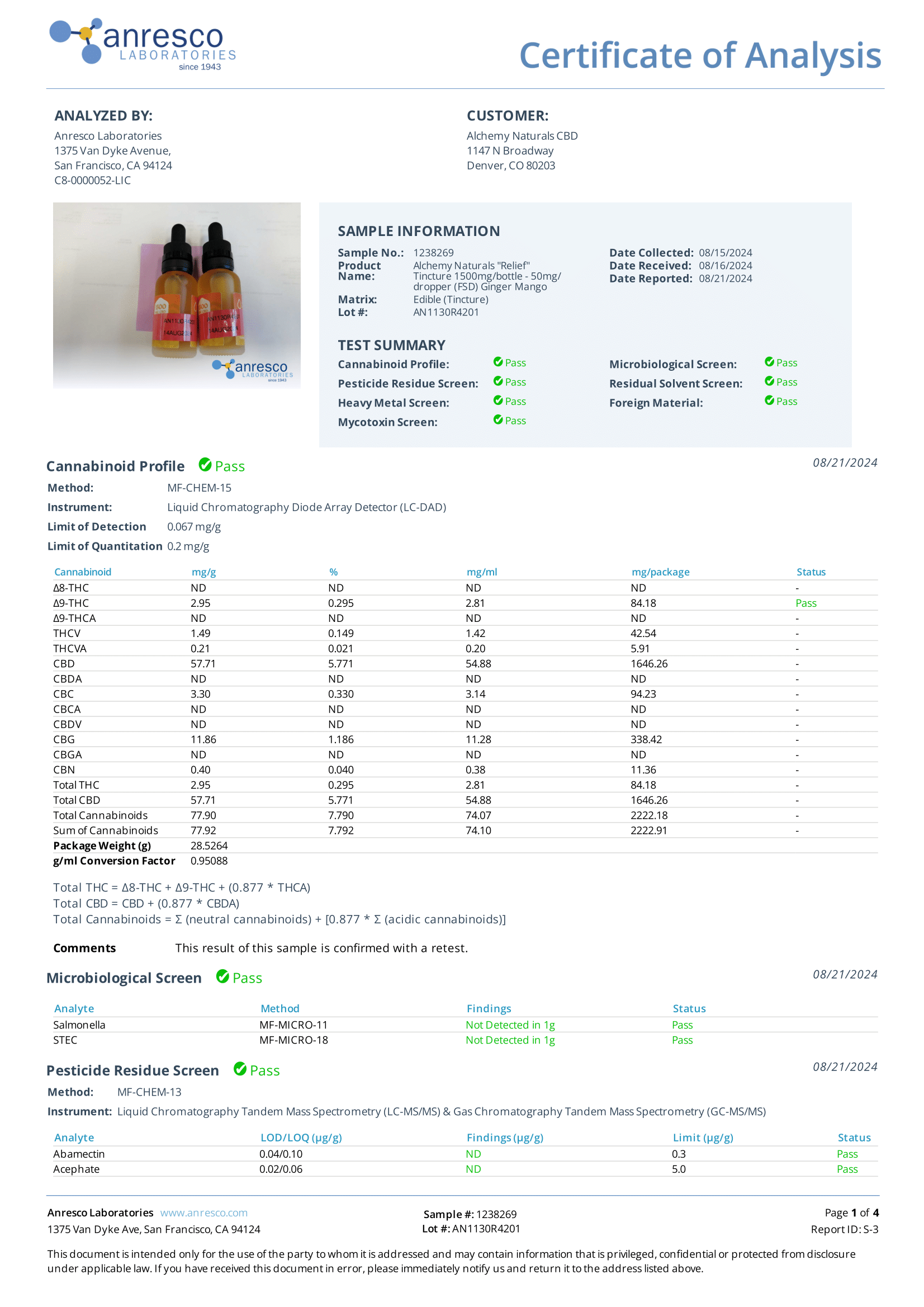 CBD + CBG Relief Oil - 1500mg
